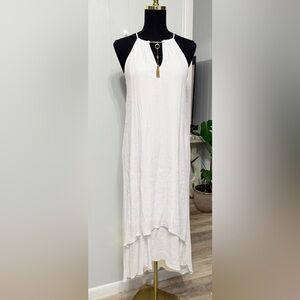 #13)  NWOT Mlle Gabrielle White Maxi Dress With Gold Accent